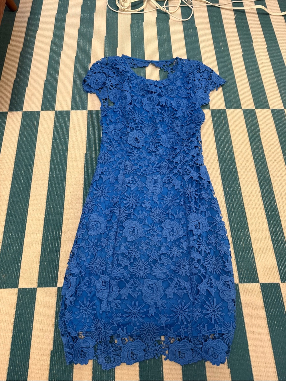 Lulu's Royal Blue Floral Lace Midi Dress